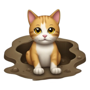 cat sitting in mud sticker