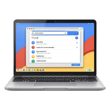 a laptop with google opened sticker