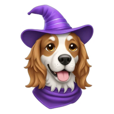 dog with a wizard hat flat icon style sticker