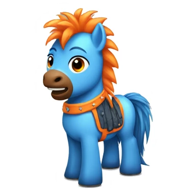 Full blue pony with orange mohawk sticker
