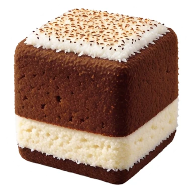 cinematic-realistic-lamingtons-dessert-emoji,-depicted-as-soft-sponge-squares-coated-in-chocolate-on all sides with coconut sprinkled on all side-rendered-with-mouth‚watering-detail-and-vibrant-lighting sticker