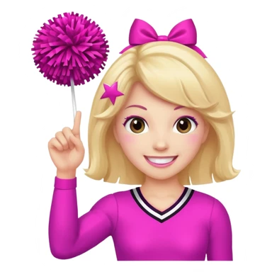 football cheerleader, holding a cheering, pink and twinkle sticker