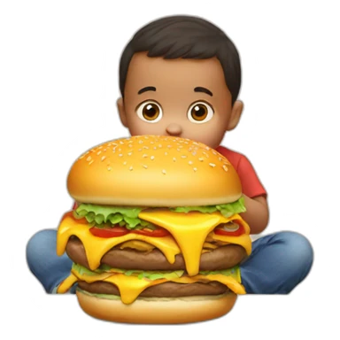 Baby eating a massive burger sticker