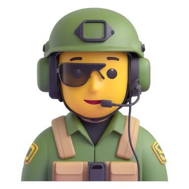 iconic PMC from Tarkov wearing tactical gear, helmet, and headset, 3D emoji style sticker