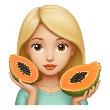 Girl holding papaya sliced in half sticker