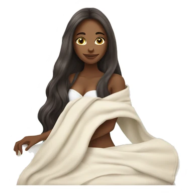 Long hair Brunette girl with spa mask relaxing with a towel on sticker