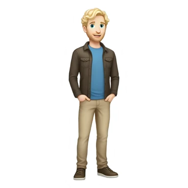 full body standing light curl blonde 30yo man blue eyed pale skin sticker