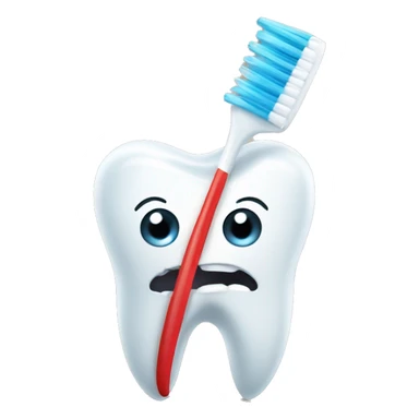 Tooth with a toothbrush sticker