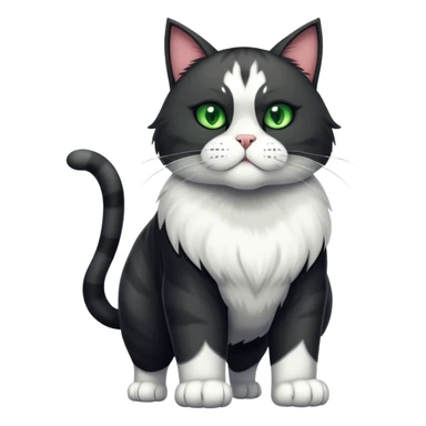 Huge jumbo Super Duper Muscular Cat with a 10 pack full body black and white and green eyes  sticker