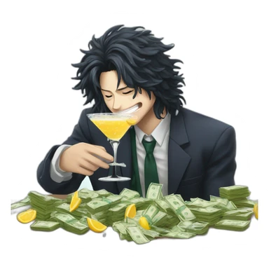 bnha aizawa sipping cocktail raining money sticker