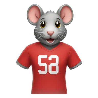 Rat with red soccer T-Shirt sticker