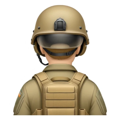 rear view of army soldier wearing combat helmet sticker