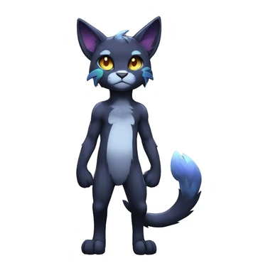 Anthro Dark Colorful shiny Edgy Cool Shy Grumpy FurSona Feline Fakemon Full Body sticker