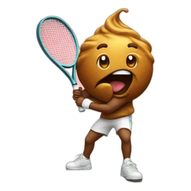 Poop emoji playing tennis sticker