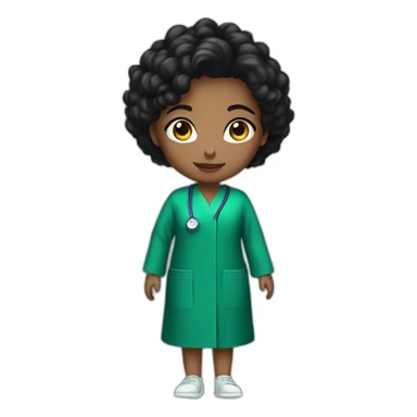 girl in a MEDICAL emerald robe, with short, curly black hair sticker
