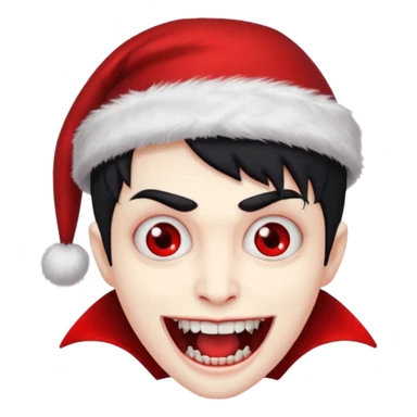 Vampire ,Fangs , cHristmas hat ,black hair sticker