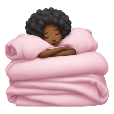 black girl sleeping with pink blanket with lashes with cloud on her head sticker