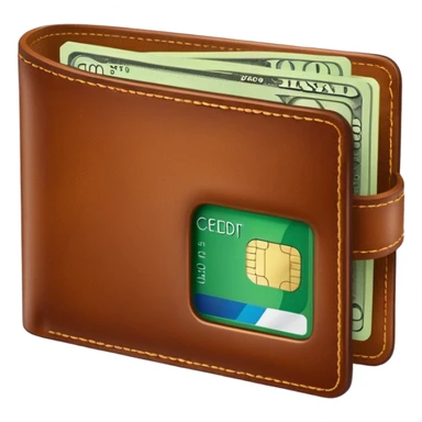 portefeuille marron avec billet et carte bancaire sticker