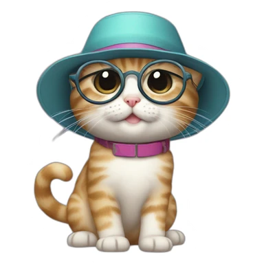kitten with Nintendo ds with glasses and a spinning hat on sticker