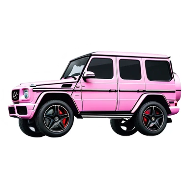 Mercedes-Benz G63 AMG in elegant light pink with black details, bold outlines, a glossy finish sticker