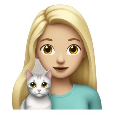 blonde girl with a gray, multi-colored and black-white cat sticker