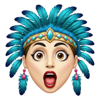 portrait of a cabaret actor with a whitened face and made-up eyes and mouth, his mouth wide open and his gaze shocked sticker