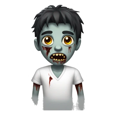 teen boy zombie with dark hair and white shirt sticker