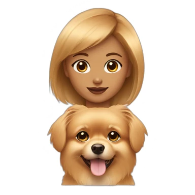 Girl with bang cut golden small Pomeranian dog sticker