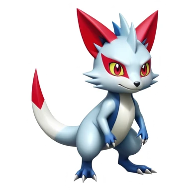  Cool Edgy Shiny Futuristic Ethereal Legendary Zangoose-Sneasel-Digimon-hybrid full body sticker