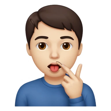 A lip biting with a finger in the mouth sticker