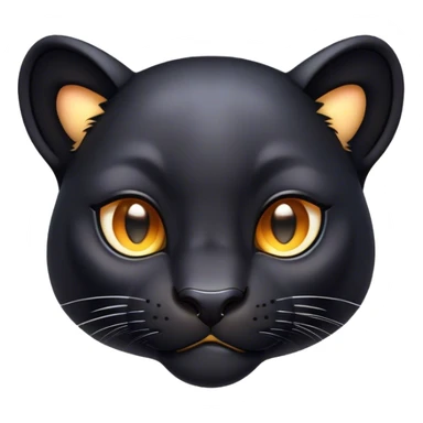 Cinematic Cute Panther Portrait Emoji, Head tilted playfully and inquisitively, with a smooth, streamlined form accentuated by a subtle sheen and round, sparkling eyes filled with charm, Simplified yet irresistibly adorable features, highly detailed, glowing with a warm, inviting glow, high shine, affectionate and lively, stylized with a touch of whimsical mystery, bright and endearing, soft glowing outline, capturing the essence of a mischievous yet loving panther that seems as if it could pounce out of the screen into your arms! sticker