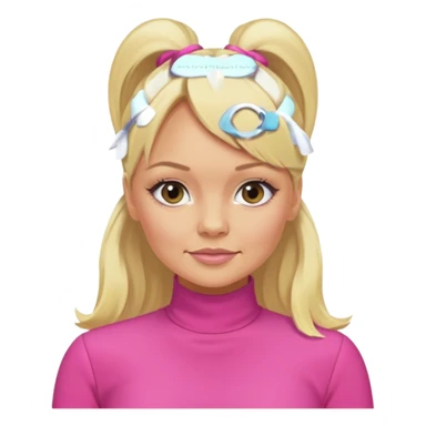 Emma Bunton with blonde ponytail hair and pink outfit sticker