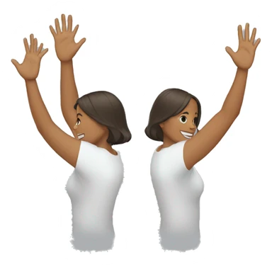 Woman with visible feet with both hands in the air sticker