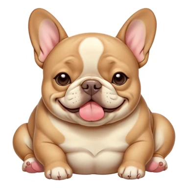Cinematic Meme-Worthy Chubby Sleeping Fawn French Bulldog Portrait Emoji, Head resting peacefully with a contented smile, showcasing a delightfully chubby build and a luxuriously soft fawn coat, eyes shut in a serene nap, Simplified yet hilariously adorable features, highly detailed, glowing with a soft, drowsy light, high shine, relaxed and utterly lovable, stylized with an air of playful laziness, bright and heartwarming, soft glowing outline, capturing the essence of a comically sleepy companion, so meme-worthy it feels like it could instantly become the next viral sensation of adorable slumber! sticker