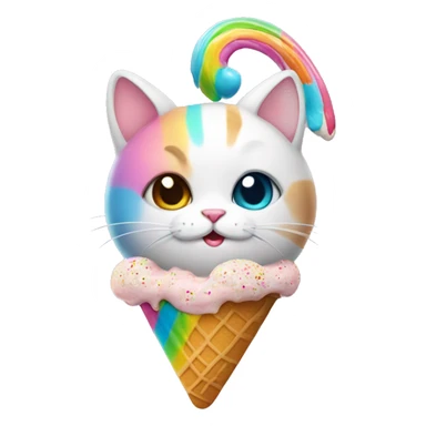 rainbow cat with ice cream sticker