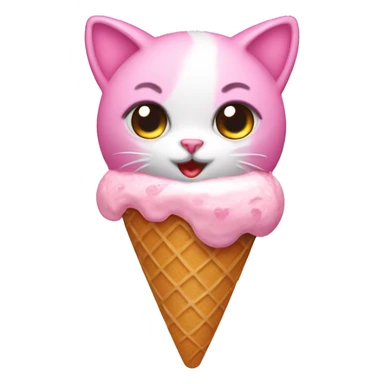Pink heart cat icecream sticker