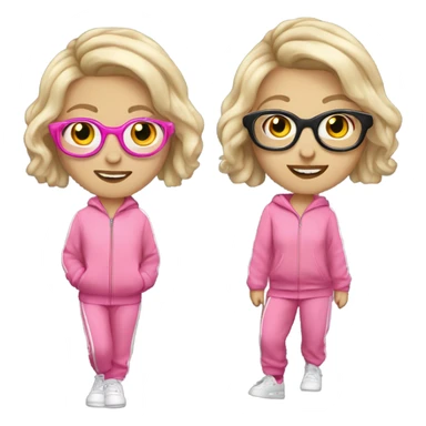 dancing-fair-haired-white-girl-pink-oversize-tracksuit wearing glasses  sticker
