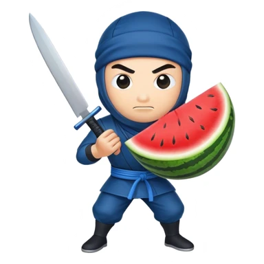 ninja in blue cuts the watermelon sticker
