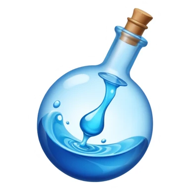 FANTASY MAGIC MANA BLUE POTION TILTED TO THE LEFT IN A CIRCLE BOTTLE very glossy sticker