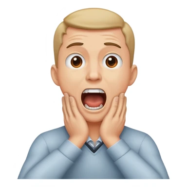 Man with hands crossed grabbing his neck and screaming sticker