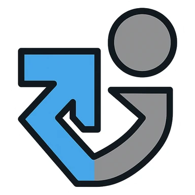 abstract geometric shape logo in blue and gray, tech investment vibe, no text, i5invest logo sticker