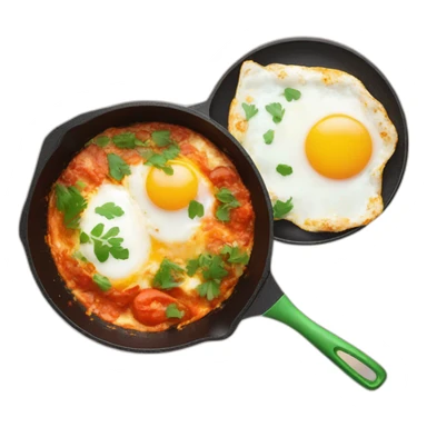 shakshuka with one egg only and a green pan sticker