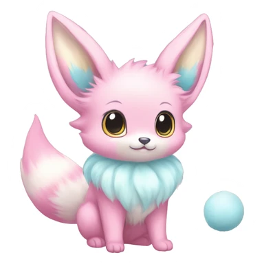 Kawaii Pastel Cotton-Candy-Colored Eeveelution-Cute-fox-Bunny-Pokémon-fusion full body sticker