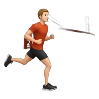 young white guy with brown hair jogging with san francisco golden gate bridge in the background sticker
