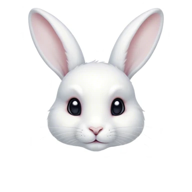 Cinematic Noble White Rabbit Portrait Emoji, Poised and regal, with a graceful, compact build and a pristine, silky white fur, long perky ears and gentle, soulful dark eyes, Simplified yet sharp and sophisticated features, highly detailed, glowing with a soft, dignified glow, high shine, intelligent and gentle, stylized with an air of refined elegance, focused and attentive, soft glowing outline, capturing the essence of a watchful and confident companion, so majestic it feels as though it could hop out of the screen with effortless authority! sticker