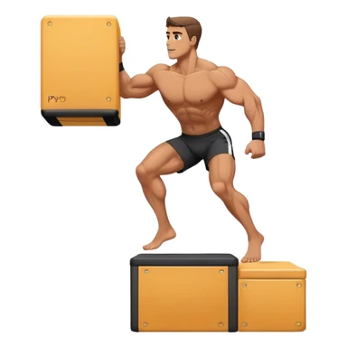 buff man step onto plyo-box side-view sticker