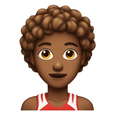 Brown skin, brown eyes, brown hair with red highlights teenager who is a runner sticker