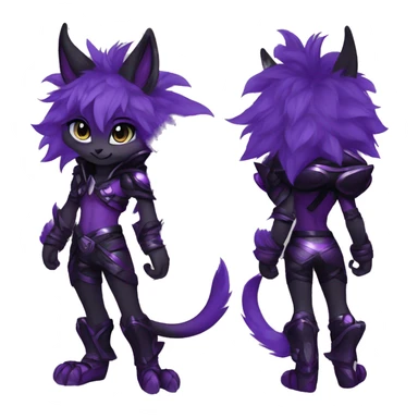 Anthro-Edgy-Cool-Black-Purple-Contrast-Colors-Fantasy-Fur-Sona-Chibi-Shiny-Fakémon-Hybrid full body sticker
