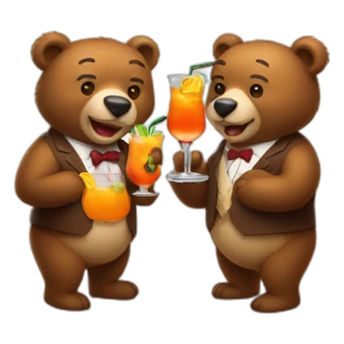two bears drinking a cocktail sticker