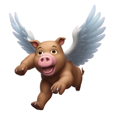 Flying man bear pig sticker